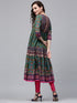 Women Green Printed Pure Cotton Anarkali Kurta